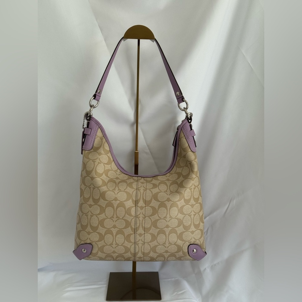 Authentic Coach Chelsea Signature canvas Hobo shoulder Two Way Bag - Picture 3 of 17